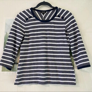 Worth New York‎ Striped 3/4 Sleeve Blouse Top Shirt